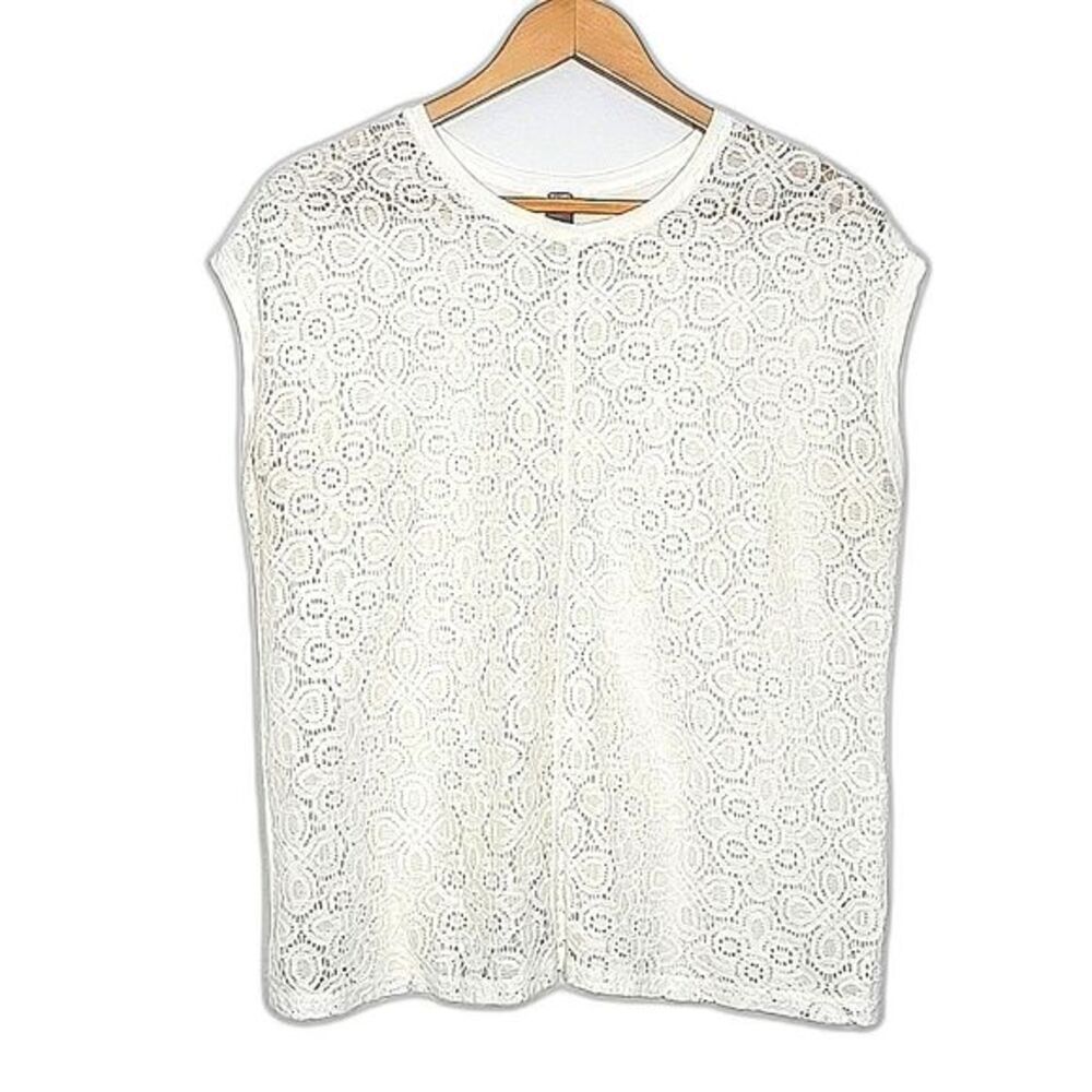 OLD NAVY White Short Sleeve Sheer Crew Neck T-Shirt size M Feminine See Through